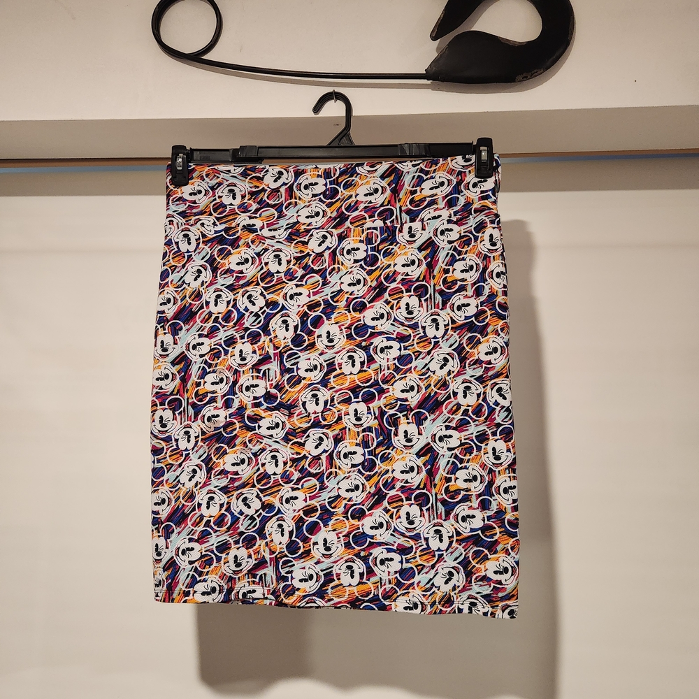 LuLaRoe Mickey Mouse Colorful Abstract Pencil Skirt